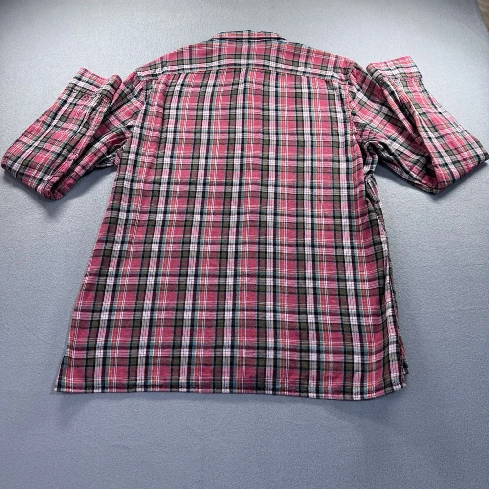 Banana Republic Men's (L) Camden Fit Reversible Snap Shirt Red Plaid/Chambray
